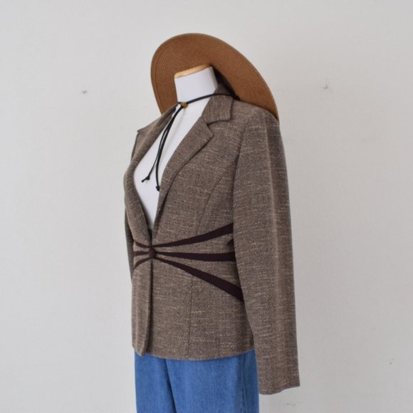 Vintage 90s Tweed Brown Jacket size 12 - Picture 2 of 10